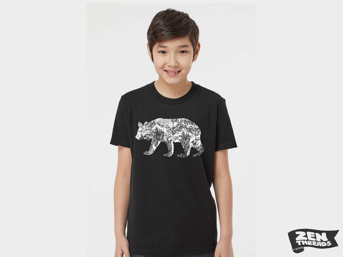 Kids California BEAR Premium vintage soft Tee T-Shirt Fine Jersey T-Shirt (+Colors) Zen Threads toddler youth cali beach travel west coast