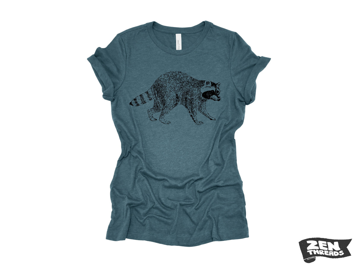Womens RACCOON T-Shirt trash panda eco printed relaxed fit Bella Canvas 6400cvc crew shirt ladies fun animal + Colors custom boyfriend tee