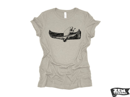 Womens MANATEE (in a canoe) Boyfriend Tee relaxed jersey T-shirt Zen Threads Bella Canvas 6400 ladies crew neck tee kayak boating summer