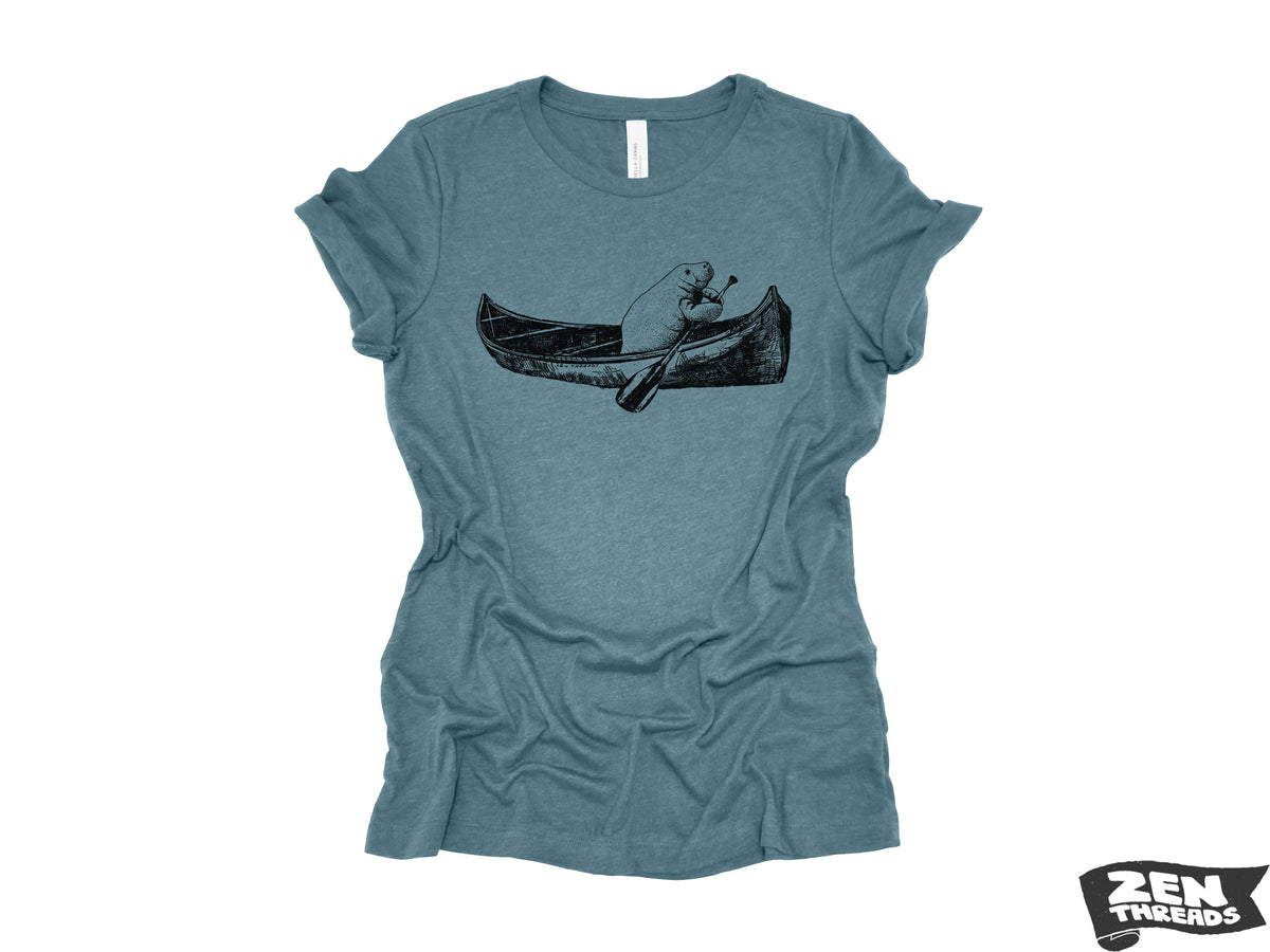 Womens MANATEE (in a canoe) Boyfriend Tee relaxed jersey T-shirt Zen Threads Bella Canvas 6400 ladies crew neck tee kayak boating summer