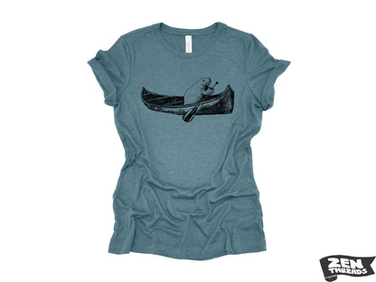 Womens MANATEE (in a canoe) Boyfriend Tee relaxed jersey T-shirt Zen Threads Bella Canvas 6400 ladies crew neck tee kayak boating summer