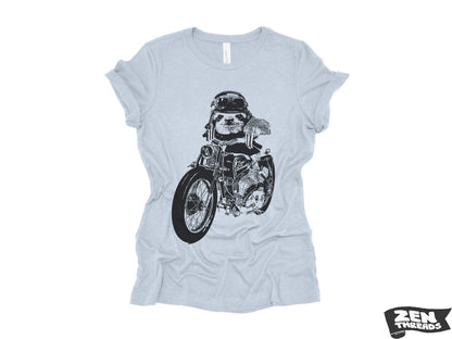 Women's Boyfriend Tee - Relaxed Fit Motorcycle SLOTH T-Shirt | Bella Canvas 6400CVC