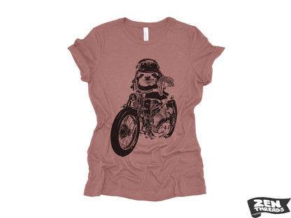 Women's Boyfriend Tee - Relaxed Fit Motorcycle SLOTH T-Shirt | Bella Canvas 6400CVC