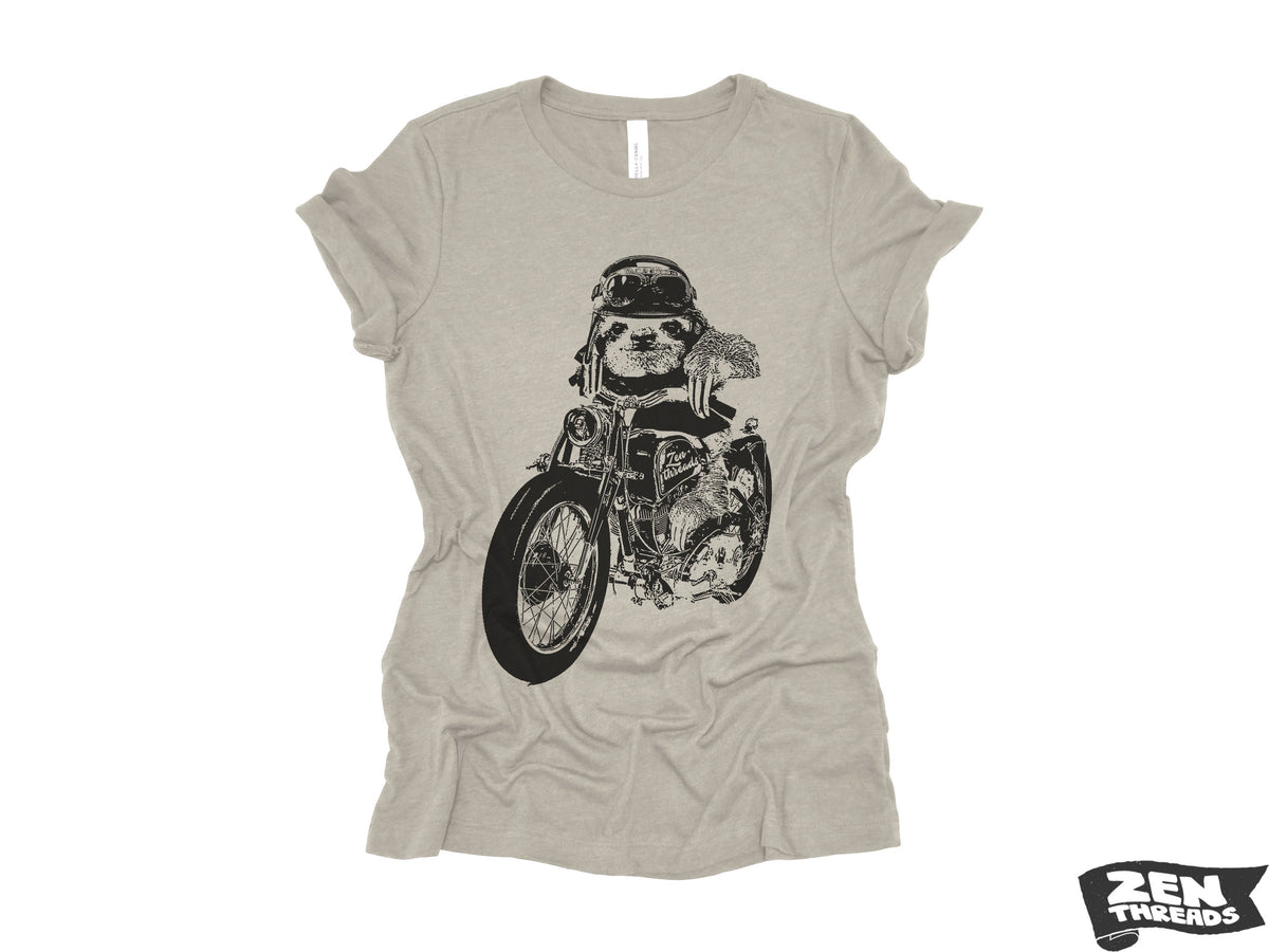Women's Boyfriend Tee - Relaxed Fit Motorcycle SLOTH T-Shirt | Bella Canvas 6400CVC