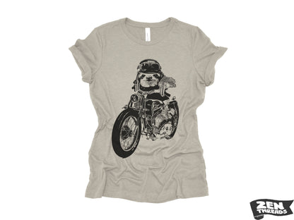 Women's Boyfriend Tee - Relaxed Fit Motorcycle SLOTH T-Shirt | Bella Canvas 6400CVC