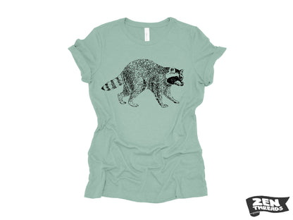 Womens RACCOON T-Shirt trash panda eco printed relaxed fit Bella Canvas 6400cvc crew shirt ladies fun animal + Colors custom boyfriend tee