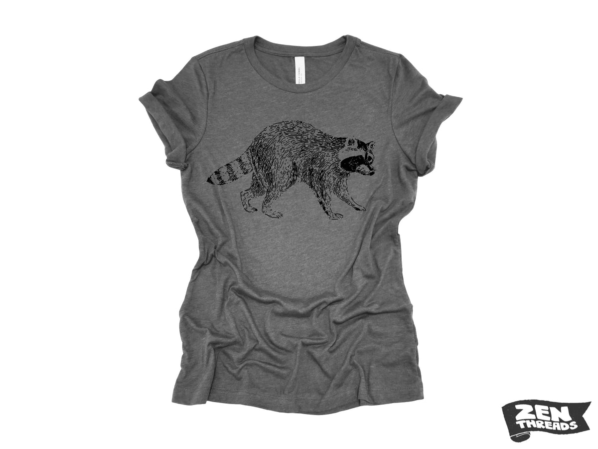 Womens RACCOON T-Shirt trash panda eco printed relaxed fit Bella Canvas 6400cvc crew shirt ladies fun animal + Colors custom boyfriend tee