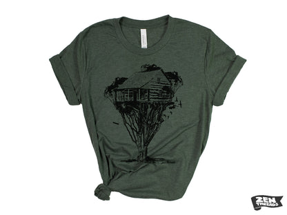 TREEHOUSE Unisex Cabin t shirt custom color printed tee mens women's Bella canvas adventure mom dad climbing nostalgia kid at heart builder