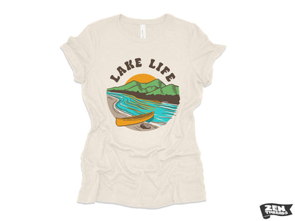 Womens LAKE LIFE Boyfriend Tee relaxed jersey T-shirt Zen Threads Bella Canvas vacation camping nature lover relaxation vibes lakeside gift