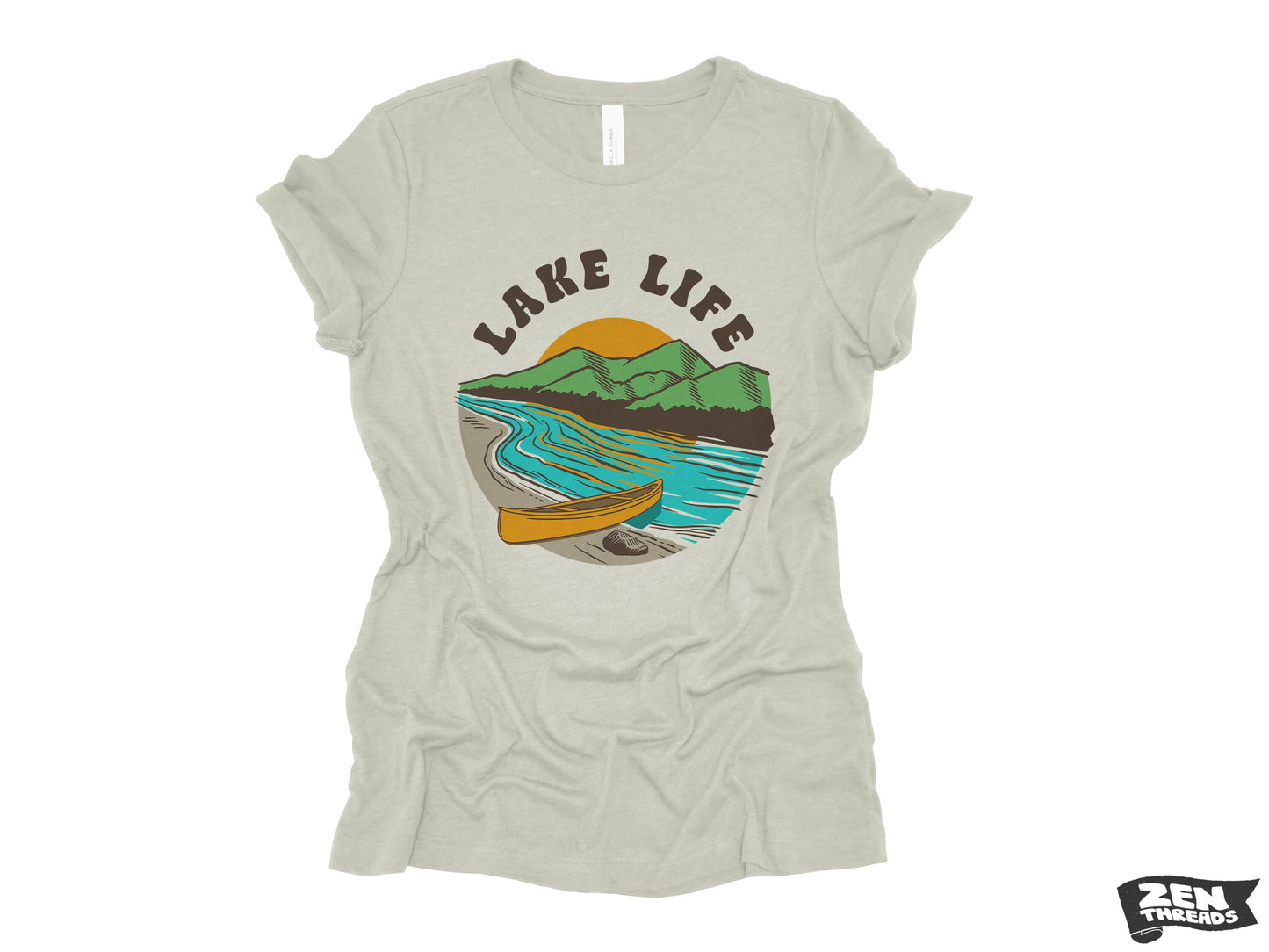 Womens LAKE LIFE Boyfriend Tee relaxed jersey T-shirt Zen Threads Bella Canvas vacation camping nature lover relaxation vibes lakeside gift