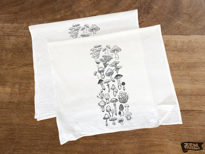 Mushrooms Grey - Large Flour Sack Towels Natural Cotton