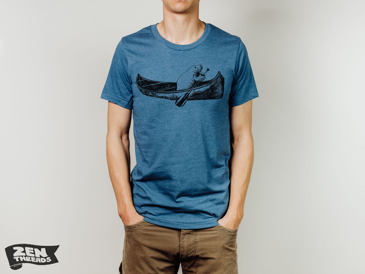 Manatee Canoe Unisex T-Shirt - Florida Sea Cow Marine Life Tee - Bella Canvas - Custom Color Printed