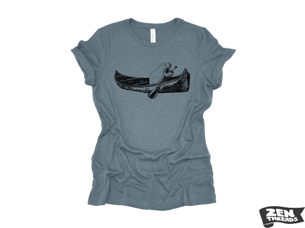 Womens MANATEE (in a canoe) Boyfriend Tee relaxed jersey T-shirt Zen Threads Bella Canvas 6400 ladies crew neck tee kayak boating summer