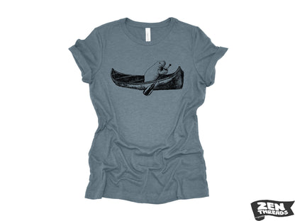 Womens MANATEE (in a canoe) Boyfriend Tee relaxed jersey T-shirt Zen Threads Bella Canvas 6400 ladies crew neck tee kayak boating summer