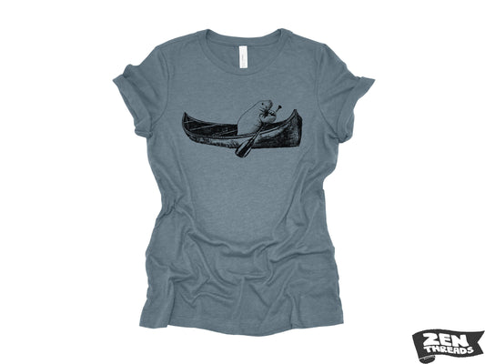 Womens MANATEE (in a canoe) Boyfriend Tee relaxed jersey T-shirt Zen Threads Bella Canvas 6400 ladies crew neck tee kayak boating summer