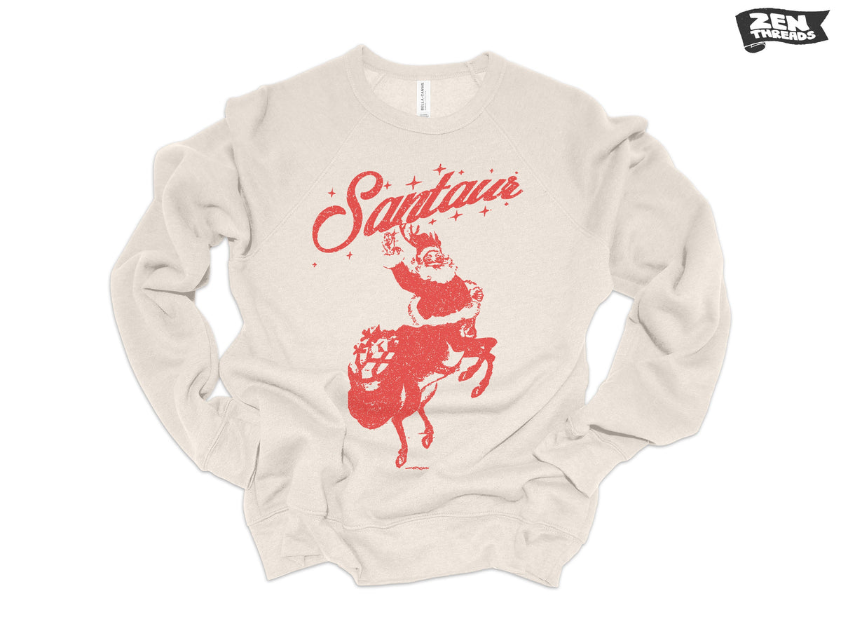 Unisex SANTAUR Santa Fleece Crewneck Super Soft Fleece Bella Canvas Sweatshirt mens womens vintage style 3901 holiday sweater Christmas xmas