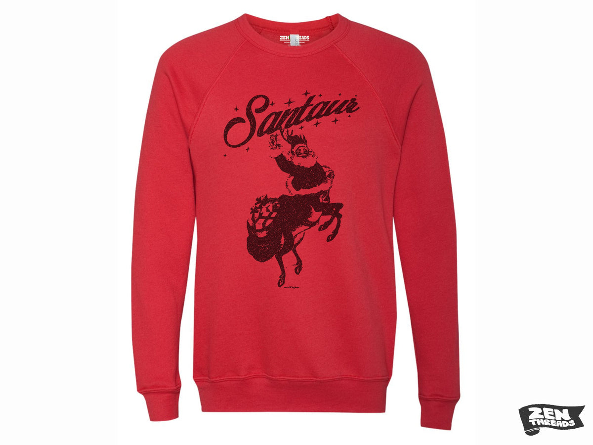 Unisex SANTAUR Santa Fleece Crewneck Super Soft Fleece Bella Canvas Sweatshirt mens womens vintage style 3901 holiday sweater Christmas xmas