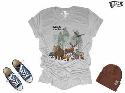 Forest Friends National Parks T-Shirt - Unisex Eco Soft Tee for Adventure Camping Hiking - Men's Women's Nature Lover Gift