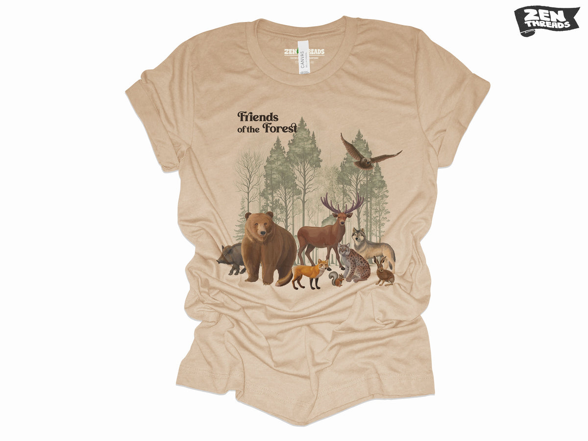 Forest Friends National Parks T-Shirt - Unisex Eco Soft Tee for Adventure Camping Hiking - Men's Women's Nature Lover Gift