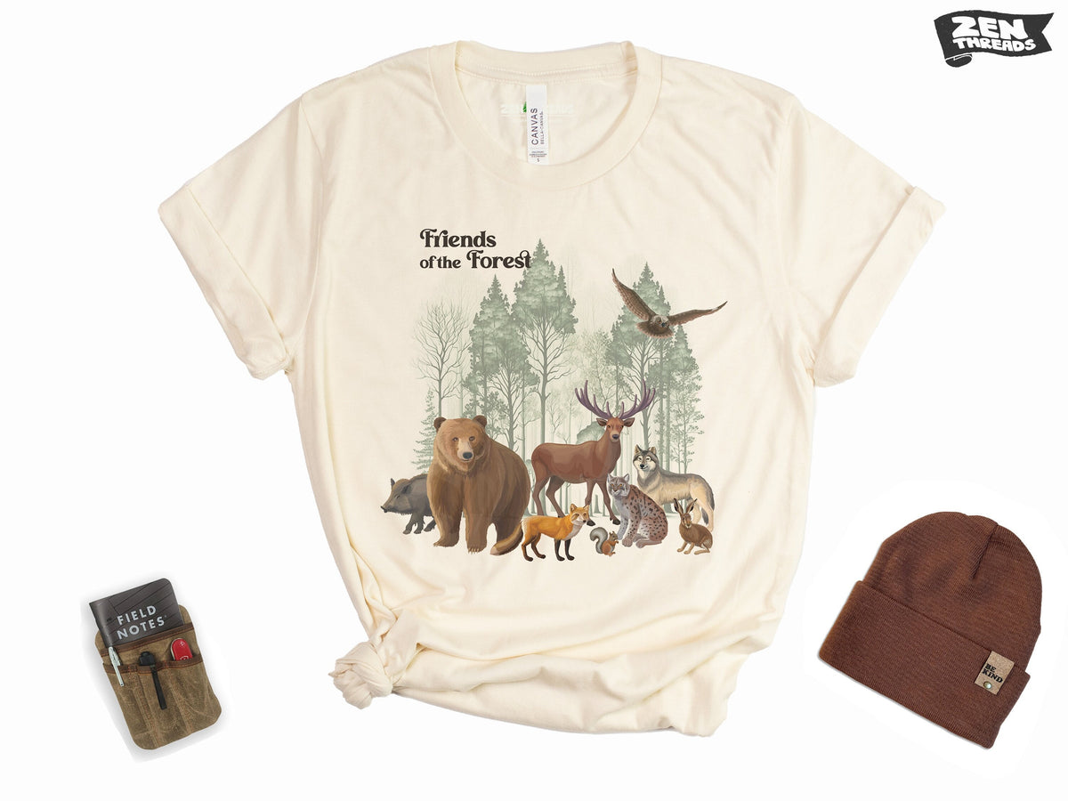 Forest Friends National Parks T-Shirt - Unisex Eco Soft Tee for Adventure Camping Hiking - Men's Women's Nature Lover Gift