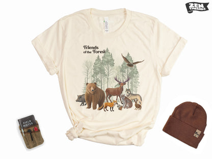 Forest Friends National Parks T-Shirt - Unisex Eco Soft Tee for Adventure Camping Hiking - Men's Women's Nature Lover Gift
