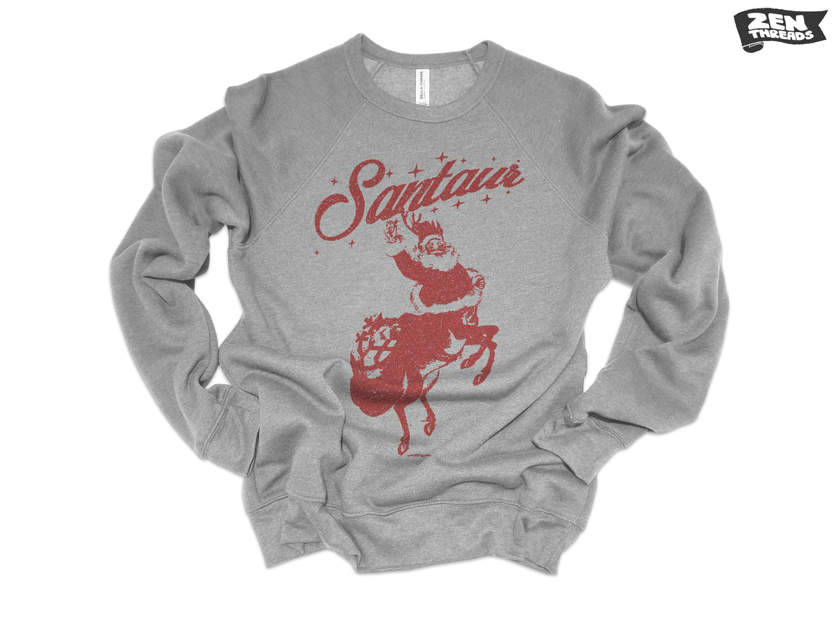 Unisex SANTAUR Santa Fleece Crewneck Super Soft Fleece Bella Canvas Sweatshirt mens womens vintage style 3901 holiday sweater Christmas xmas