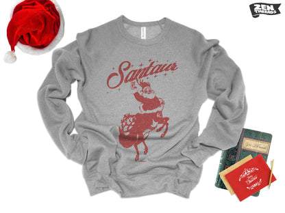 Unisex SANTAUR Santa Fleece Crewneck Super Soft Fleece Bella Canvas Sweatshirt mens womens vintage style 3901 holiday sweater Christmas xmas