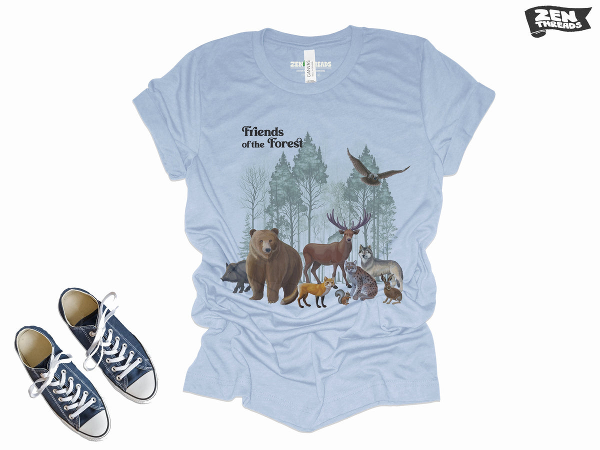 Forest Friends National Parks T-Shirt - Unisex Eco Soft Tee for Adventure Camping Hiking - Men's Women's Nature Lover Gift