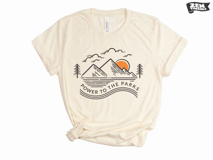 Power to the Parks Unisex T-Shirt - Custom Color Print, Eco-Friendly Ink