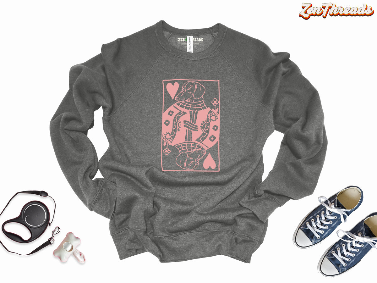 Queen Ween of Hearts Dachshund Sweatshirt | Bella Canvas 3901 | Unisex Dog Mom Dad Gift