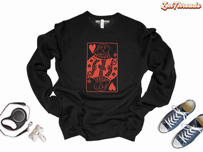 Queen Ween of Hearts Dachshund Sweatshirt | Bella Canvas 3901 | Unisex Dog Mom Dad Gift