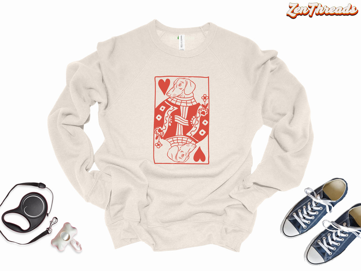 Queen Ween of Hearts Dachshund Sweatshirt | Bella Canvas 3901 | Unisex Dog Mom Dad Gift