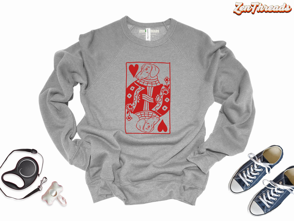Queen Ween of Hearts Dachshund Sweatshirt | Bella Canvas 3901 | Unisex Dog Mom Dad Gift