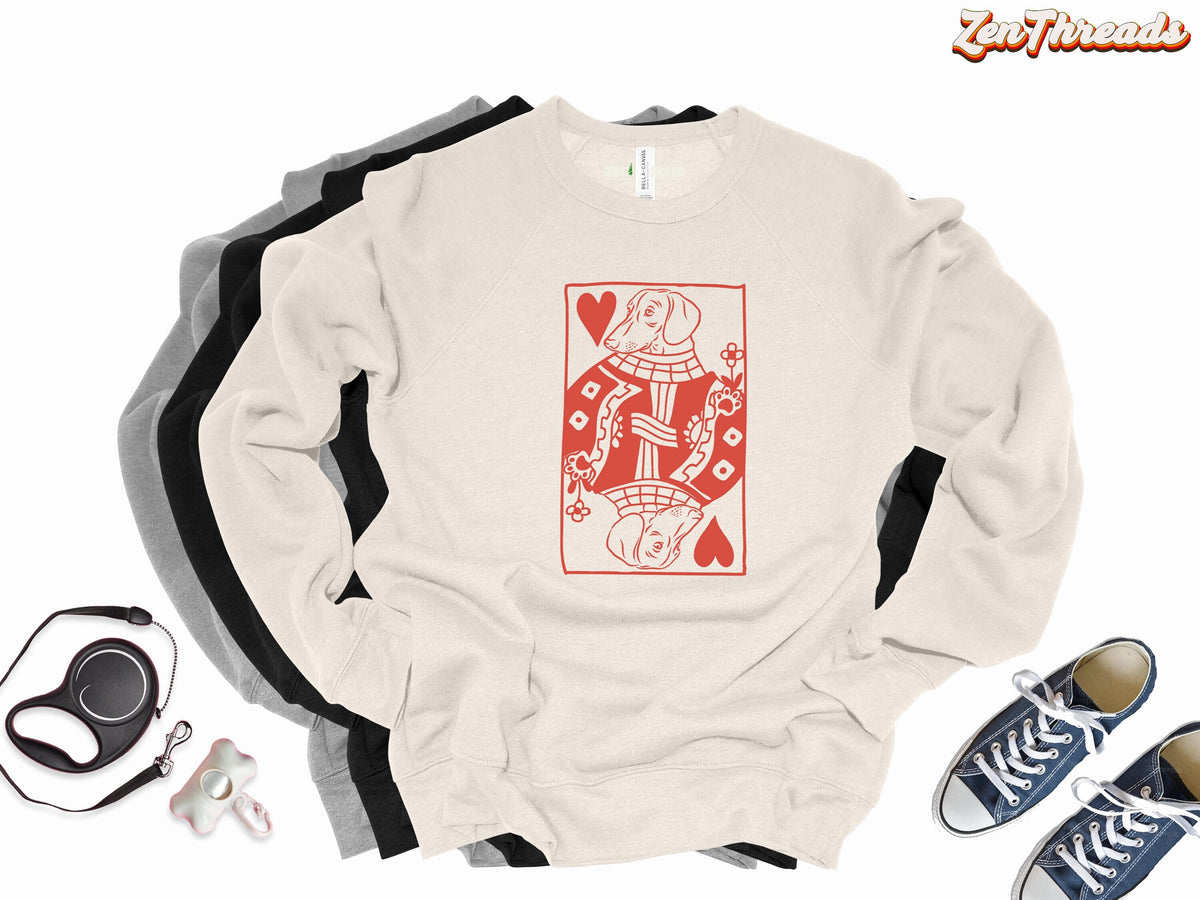 Queen Ween of Hearts Dachshund Sweatshirt | Bella Canvas 3901 | Unisex Dog Mom Dad Gift
