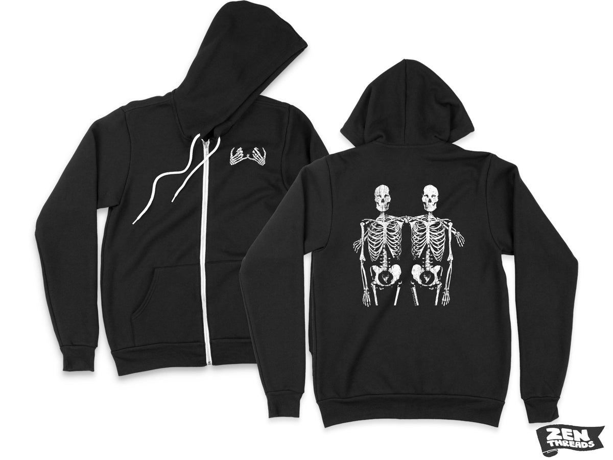 Unisex SKELETON Friends Cozy Fleece Full Zip Hoody hooded Sweatshirt (More Colors) Bella Canvas 3739
