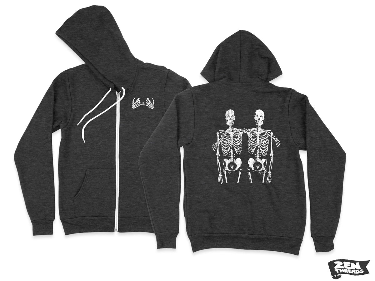 Unisex SKELETON Friends Cozy Fleece Full Zip Hoody hooded Sweatshirt (More Colors) Bella Canvas 3739