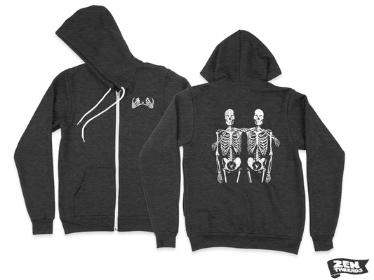 Unisex SKELETON Friends Cozy Fleece Full Zip Hoody hooded Sweatshirt (More Colors) Bella Canvas 3739