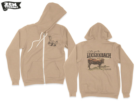 Luckenbach Texas country music fan soft Cozy Fleece Full Zip Hoody hoodie hooded Unisex Sweatshirt Bella Canvas zipper men women design