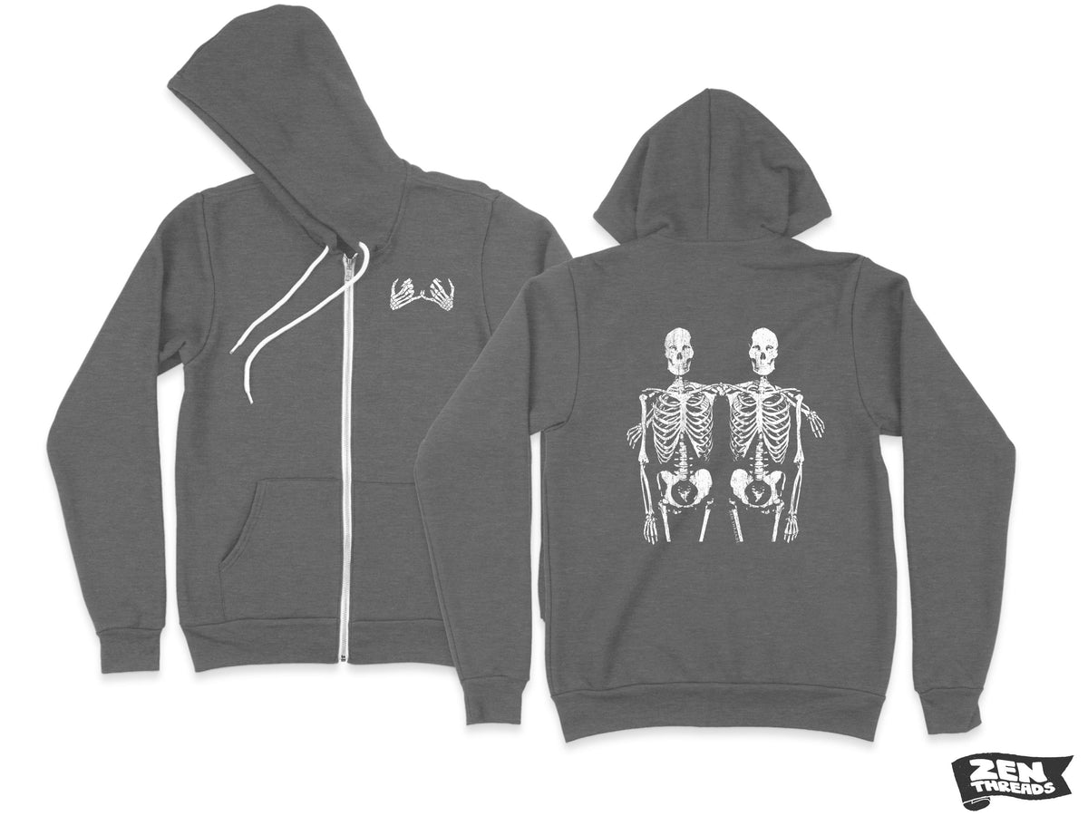 Unisex SKELETON Friends Cozy Fleece Full Zip Hoody hooded Sweatshirt (More Colors) Bella Canvas 3739