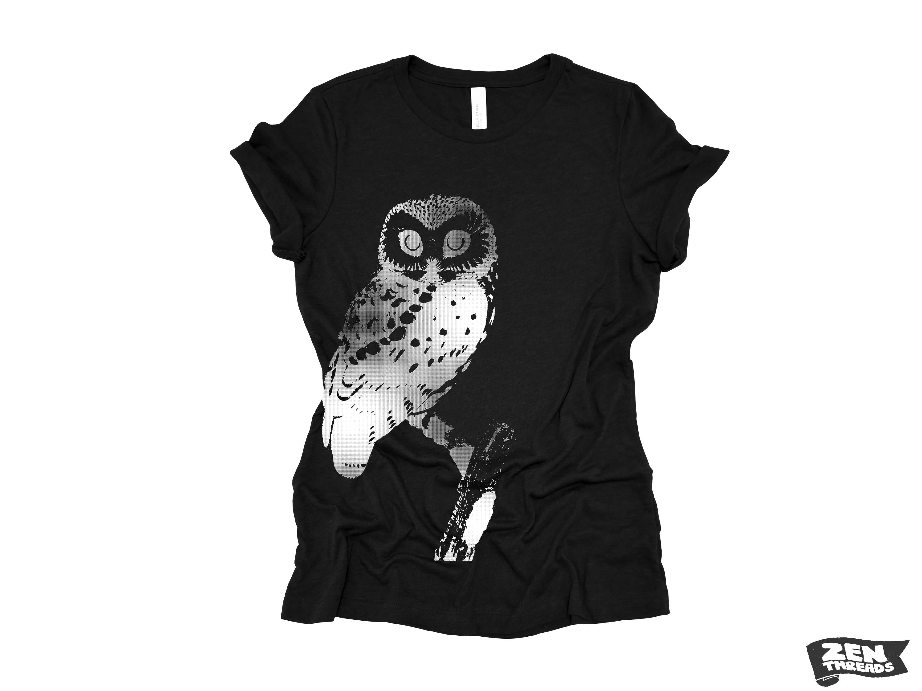 Womens OWL Relaxed fit vintage soft eco print ladies boyfriend T-Shirt (+ Colors) custom bird watching forest hiking camping nature animal