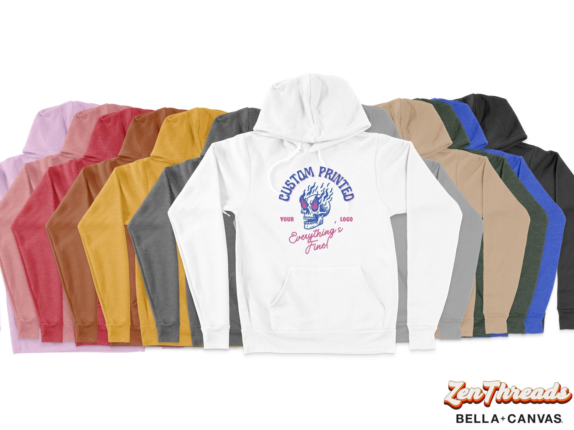 Bella Canvas Custom Print - Unisex 3719 Hoody pullover personalized photo art graphic hooded sweatshirt mens womens team party group art