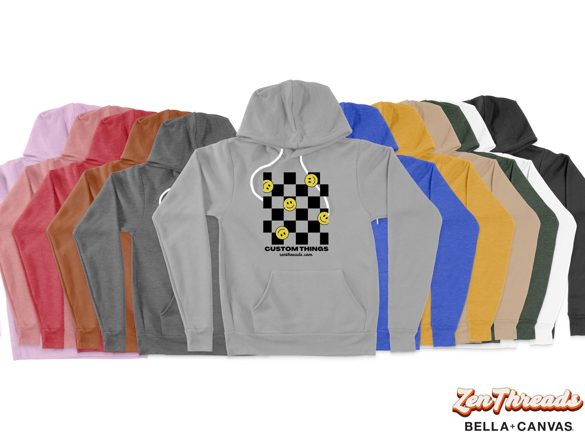 Bella Canvas Custom Print - Unisex 3719 Hoody pullover personalized photo art graphic hooded sweatshirt mens womens team party group art