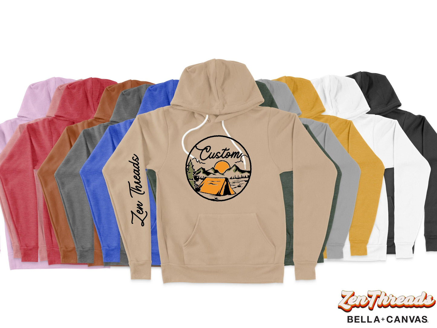 Bella Canvas Custom Print - Unisex 3719 Hoody pullover personalized photo art graphic hooded sweatshirt mens womens team party group art