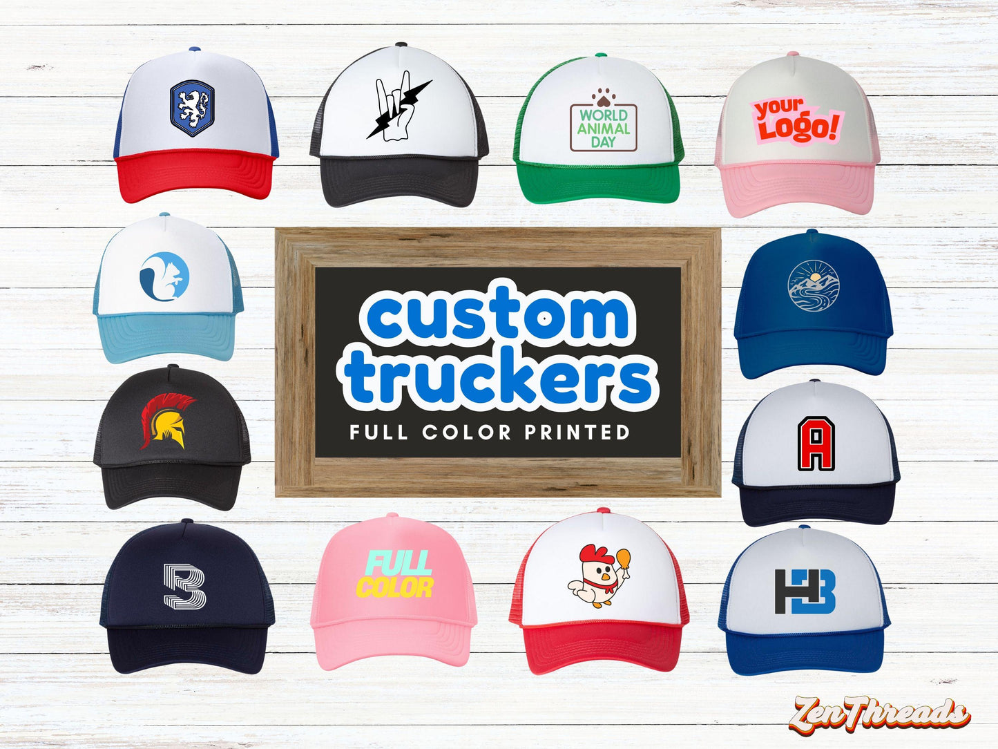 Custom Trucker Hat: Foam Front Mesh Back, Adjustable, Full Color Print