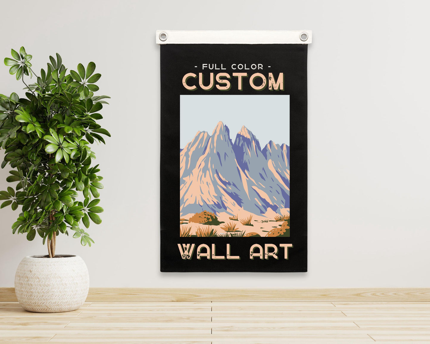 Custom Canvas Wall Flag – Personalized Printed Fabric Banner with Text, Name or Art – Boho Wall Decor, Nursery Sign, Gift Idea, Team pride