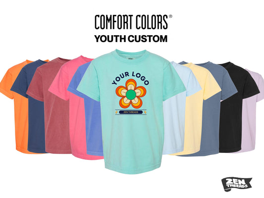 Youth CUSTOM Comfort Colors -Eco print unisex personal team birthday party group family friends school t-shirt tee personalized kids child