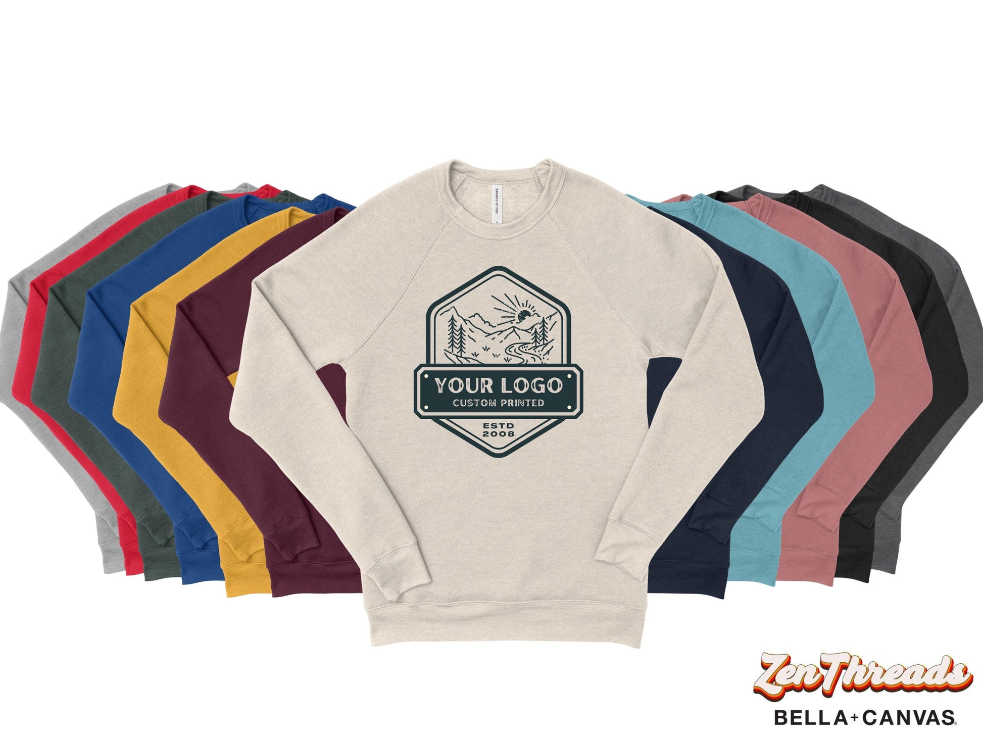 Custom Bella Canvas Sweatshirt Raglan Crewneck 3901 : Personalized Photo Art