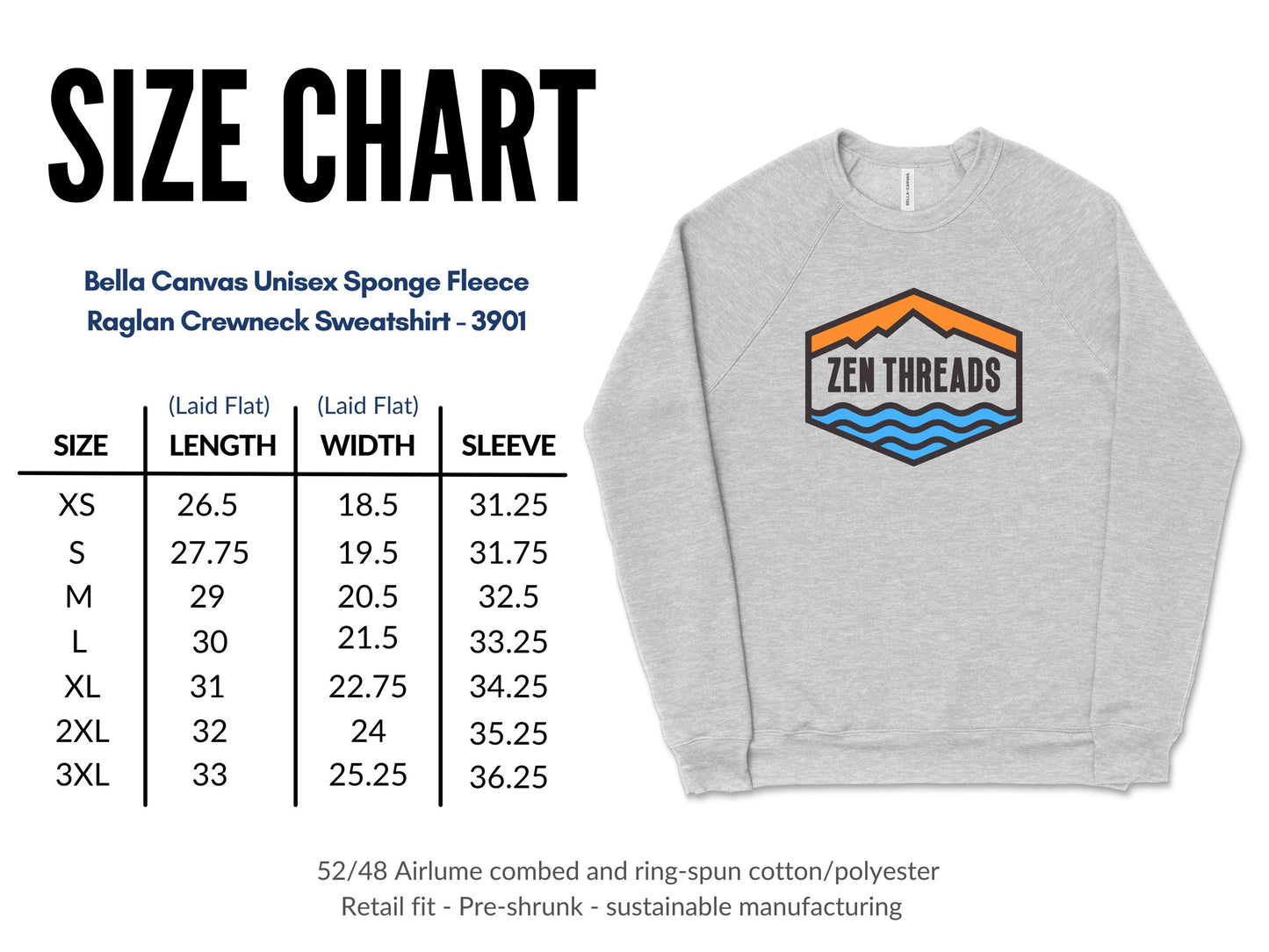 Custom Bella Canvas Sweatshirt Raglan Crewneck 3901 : Personalized Photo Art
