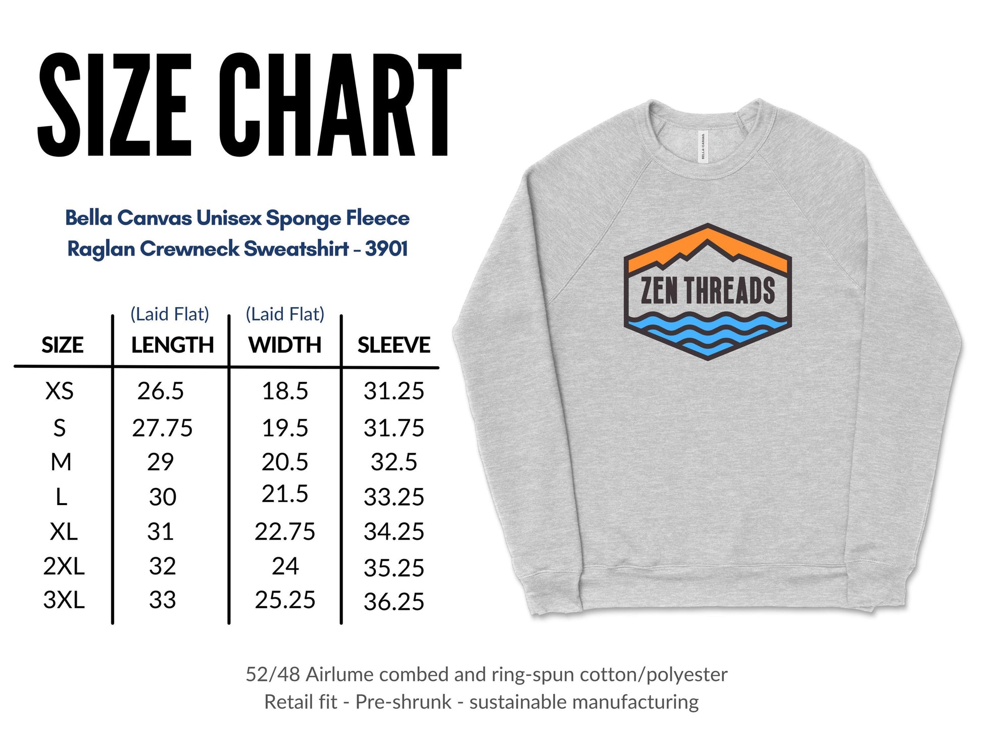 Custom Bella Canvas Sweatshirt Raglan Crewneck 3901 : Personalized Photo Art
