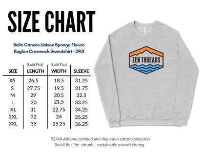 Custom Bella Canvas Sweatshirt Raglan Crewneck 3901 : Personalized Photo Art